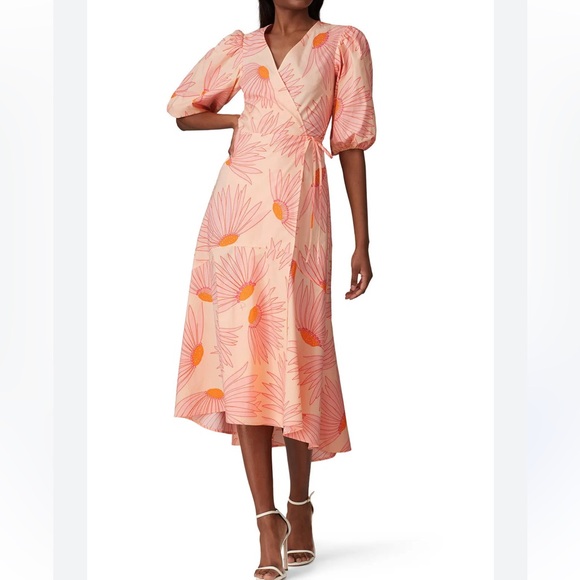 Kate Spade-Falling Flowers 100% cotton midi wrap dress.Foral print.Size 16 - Picture 3 of 12